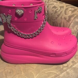Pink Platform Clogs with Charms